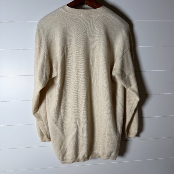 Malo 100% Cashmere Sweater Twin Set -Tank & Cardigan- Cream Size Small- Vintage - Picture 6 of 14